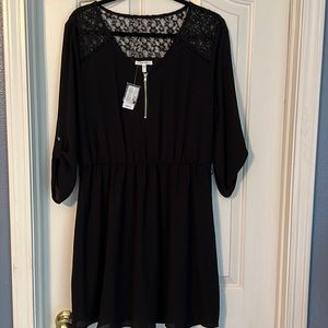 Maurices Lacey Black 3/4 Sleeve Dress